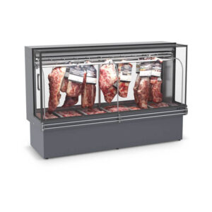 EXPOSITOR AÇOUGUE VANGUARD VIDRO RETO GANCHEIRA